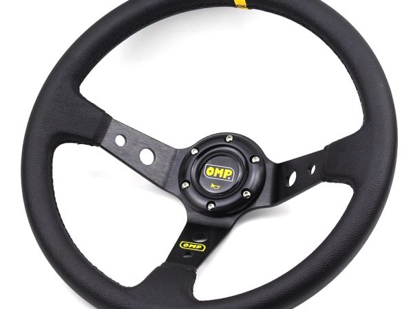 OMP - αγωνιστικό τιμόνι βαθύκωνο μαύρο δερμάτινο