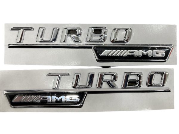 Μεταλλικά αυτοκόλλητα χρώμιο/μαύρο - TURBO AMG