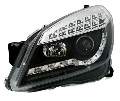 Φανάρια εμπρός led με DRL για Opel Astra H (2004-2009) - black , με λάμπες (Η1) - σετ 2τμχ.