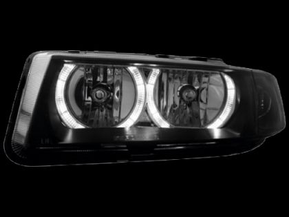 Φανάρια εμπρός angel eyes για Seat Leon /Toledo (1999-2004) - μαύρα , χωρίς λάμπες (Η7) - σετ 2τμχ.