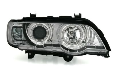 Φανάρια εμπρός Dayline & angel eyes για BMW X5 (1999-2003) - chrome , με λάμπες (Η1) - σετ 2τμχ.