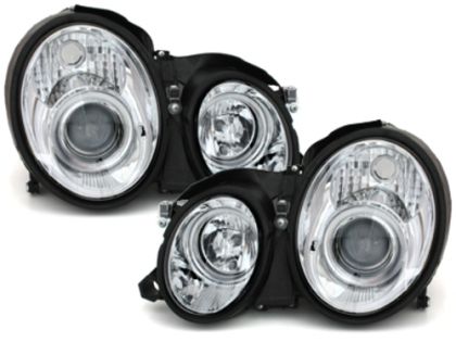 Φανάρια εμπρός angel eyes για Mercedes CLK W208 (1997-2002) , με λάμπες (Η1) - σετ 2τμχ.