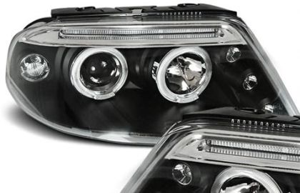 Φανάρια εμπρός angel eyes για Vw Passat B5.5 (2001-2005) - black , χωρίς λάμπες (Η7) - σετ 2τμχ.
