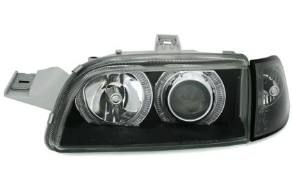 Φανάρια εμπρός angel eyes για Fiat Punto (1993-1999) - μαύρα , χωρίς λάμπες (Η7) - σετ 2τμχ.