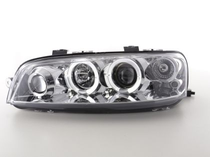 Φανάρια εμπρός angel eyes για Fiat Punto (1999-2003) - chrome , με λάμπες (Η1) - σετ 2τμχ.
