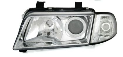 Φανάρια εμπρός για Audi A4 (1995-1999) - chrome , με λάμπες (Η1) - σετ 2τμχ.