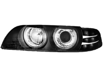 Φανάρια εμπρός angel eyes για BMW E39 (1995-2000) - black , χωρίς λάμπες (Η7) - σετ 2τμχ.