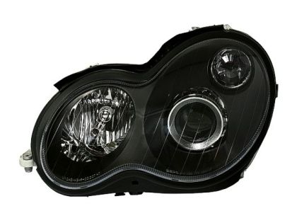 Φανάρια εμπρός για Mercedes C-CLASS W203 (2000-2004) sedan - μαύρα , χωρίς λάμπες (Η7) - σετ 2τμχ.