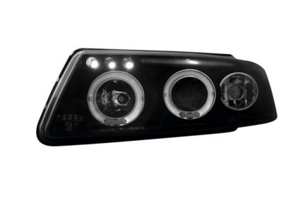 Φανάρια εμπρός angel eyes για Vw Passat 3Β/B5 (1997-2000) - black , με λάμπες (Η1) - σετ 2τμχ.