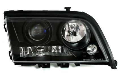 Φανάρια εμπρός για Mercedes C-CLASS W202 (1993-2001) , μαύρα , με λάμπες (Η1) - σετ 2τμχ.
