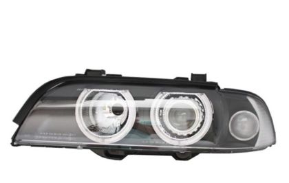 Φανάρια εμπρός angel eyes για BMW E39 (1995-2000) - μαύρα , χειρ.ρύθμιση , χωρίς λάμπες (Η7) - σετ 2τμχ.