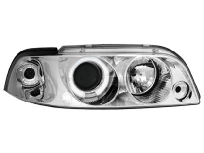 Φανάρια εμπρός angel eyes για Fiat Punto (1993-1999) - chrom , με λάμπες (Η1) - σετ 2τμχ.