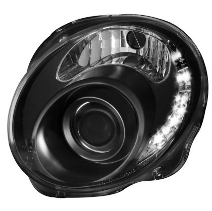 Φανάρια εμπρός led Dayline για Fiat 500 (2007+) - μαύρο , χωρίς λάμπες (Η7) - σετ 2τμχ.