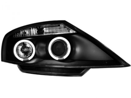 Φανάρια εμπρός angel eyes για Citroen C3 (2002+) - μαύρα , με λάμπες (Η1) - σετ 2τμχ.