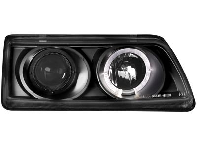 Φανάρια εμπρός angel eyes για Honda CRX (1990-1991) - με 1 δαχτυλίδι και προτζέκτορα - μαύρα , με λάμπες (Η1) - σετ 2τμχ.