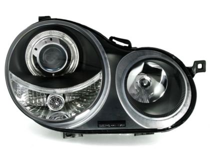 Φανάρια εμπρός angel eyes για Vw Polo 9N (2001-2005) - μαύρα , χωρίς λάμπες (Η7) - σετ 2τμχ.