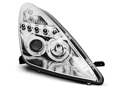 Φανάρια εμπρός angel eyes για Toyota Celica T230 (1999-2005) - chrome , με λάμπες (Η1) - σετ 2τμχ.