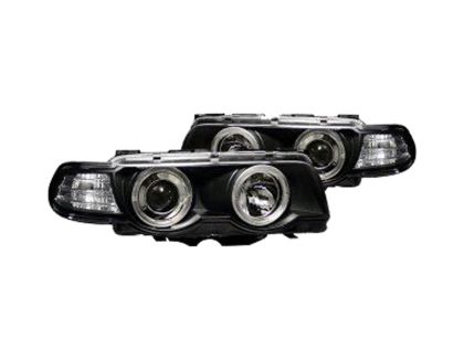 Φανάρια εμπρός angel eyes BMW E38 (1998-2001) - μαύρα , με λάμπες (Η1) - σετ 2τμχ.