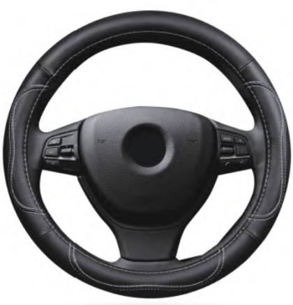 Δερμάτινο κάλυμμα τιμονιού 38 cm - Sport - μαύρο χρώμα - 1 τμχ.