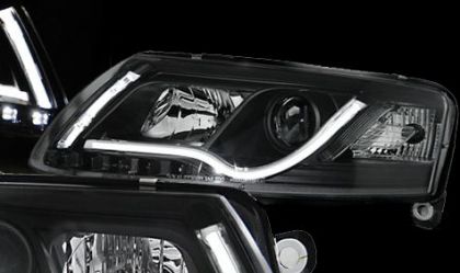 Φανάρια εμπρός led lightbar για Audi A6 4F (2004-2008) , με λάμπες (H7/Η1) - σετ 2τμχ.