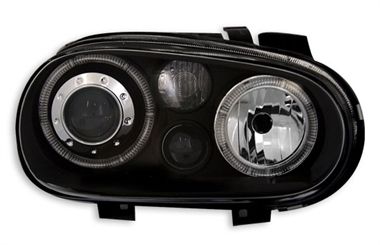 Φανάρια εμπρός angel eyes για Vw Golf IV R32 - μαύρα , χωρίς λάμπες (Η7) - σετ 2τμχ.