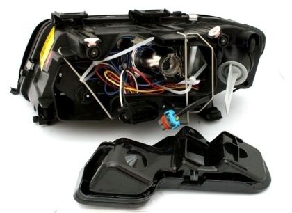 Φανάρια εμπρός angel eyes για Audi A6 (1997-2001) / Allroad 1999-2005 - μαύρα , με λάμπες (Η7) - σετ 2τμχ.