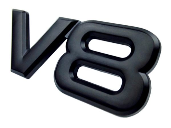 Αυτοκόλλητο μεταλλικό V8 μαύρο