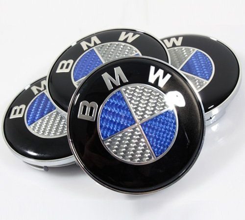 Τάπες για κέντρο ζάντας μπλέ look carbon - Bmw