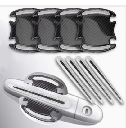 Προστατευτικά αυτοκόλλητα για το χερούλι της πόρτας - Μαύρο look carbon/Λευκό