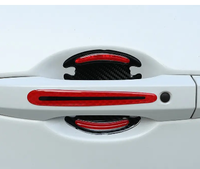 Προστατευτικά αυτοκόλλητα για το χερούλι της πόρτας - Μαύρο look carbon/Κόκκινο