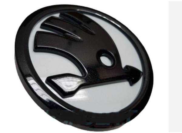 Σήμα 80mm άσπρο/μαύρο γυαλιστερό - Skoda