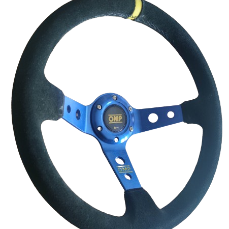 OMP - αγωνιστικό τιμόνι βαθύκωνο μαύρο/μπλέ alcantara
