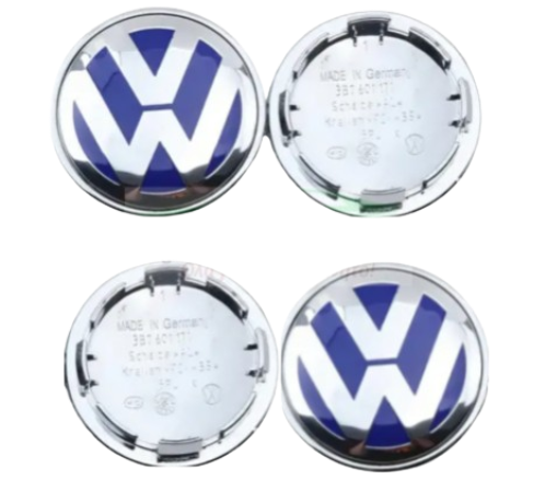 Τάπες για κέντρο ζάντας χρώμιο/μπλέ - Vw