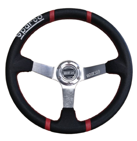 Aγωνιστικό τιμόνι βαθύκωνο μαύρο/ασημί - Sparco